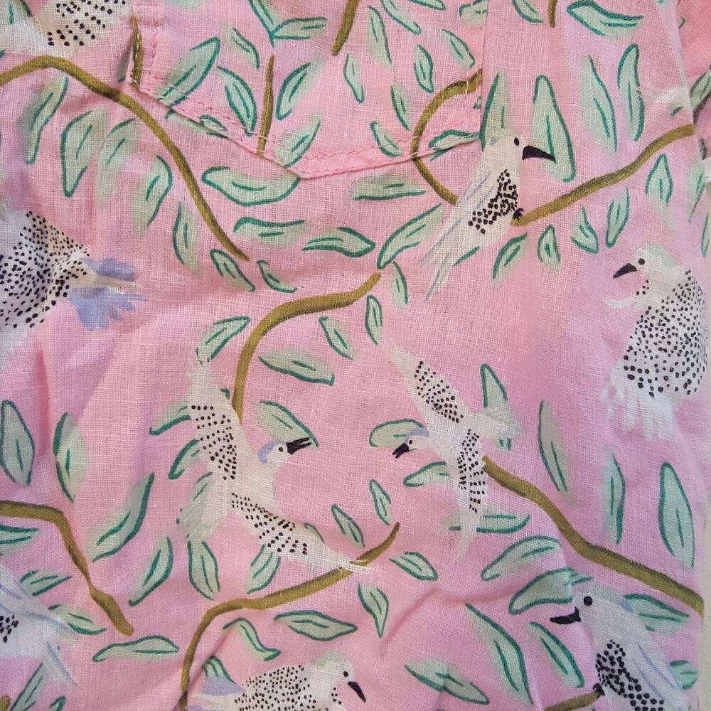 Cynthia Rowley Linen Bird Print Button Up Top Wmn… - image 2